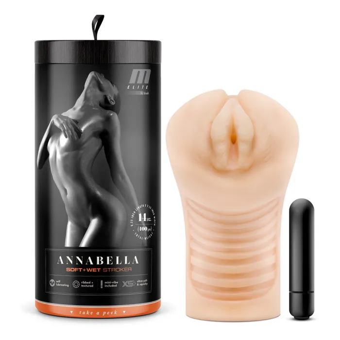 Male Sex Toys M Elite Soft and Wet Annabella Flesh Vibrating Vagina Stroker Blush Novelties