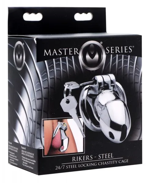 Male Sex Toys Master Series Rikers 24 7 Stainless Steel Locking Chastity Cage