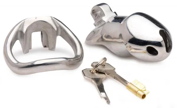 Male Sex Toys Master Series Rikers 24 7 Stainless Steel Locking Chastity Cage