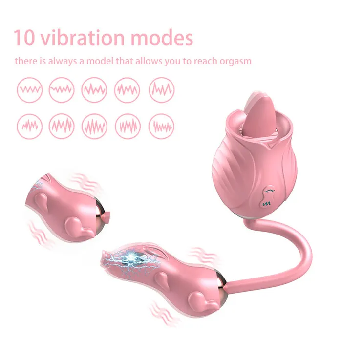 OOTYEMO Vibrators Rose Double Tongue Licking Vibration