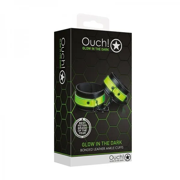 Ouch Glow Ankle Cuffs Glow In The Dark Green Glo Female Sex Toys