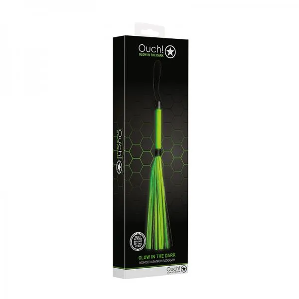 Ouch Glow Flogger Glow In The Dark Green Glo Female Sex Toys