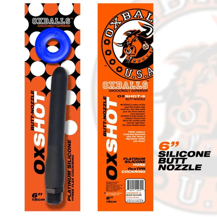 Oxballs Anal Oxshot Butt Nozzle 6 Shower Hose Black