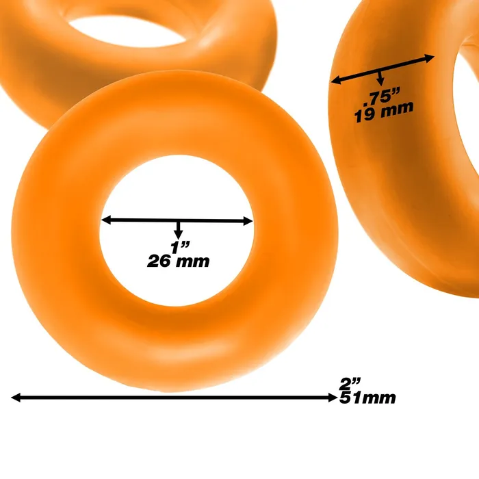 Oxballs Couples Fat Willy 3 Piece Jumbo Cockrings Orange