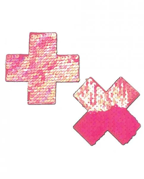 Pastease Color Changing Flip Sequins Cross Pasties Pink OS Pastease Brand Pasties Vibrators