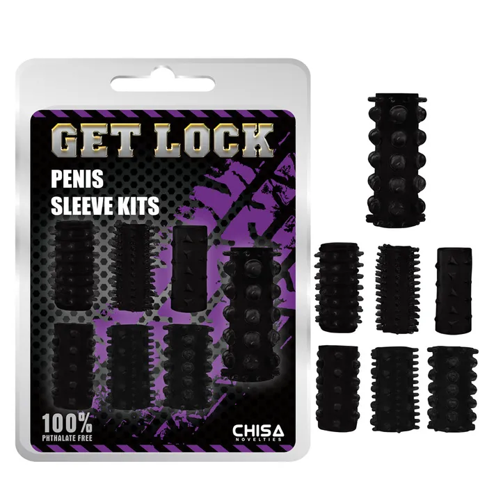 Penis Sleeve Kit 7 Pack Black Adult Time NZ Male Sex Toys