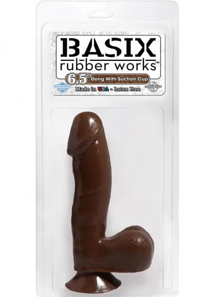 Pipedream Basix Rubber Works 65 Inch Dong With Suction Cup Waterproof Brown Dildos