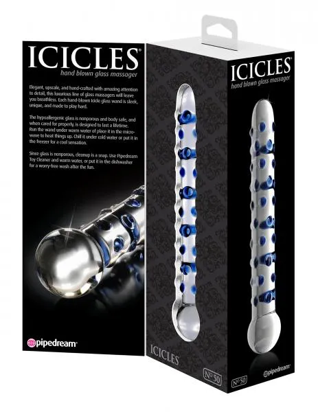 Pipedream Dildos Icicles No 50 Glass Probe BlueClear 7 Inches