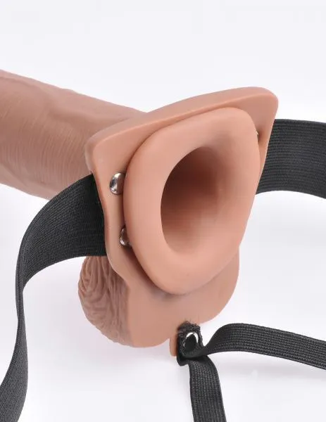 Pipedream Female Sex Toys Fetish Fantasy 10 Inches Hollow Rechargeable Strap On Remote Tan