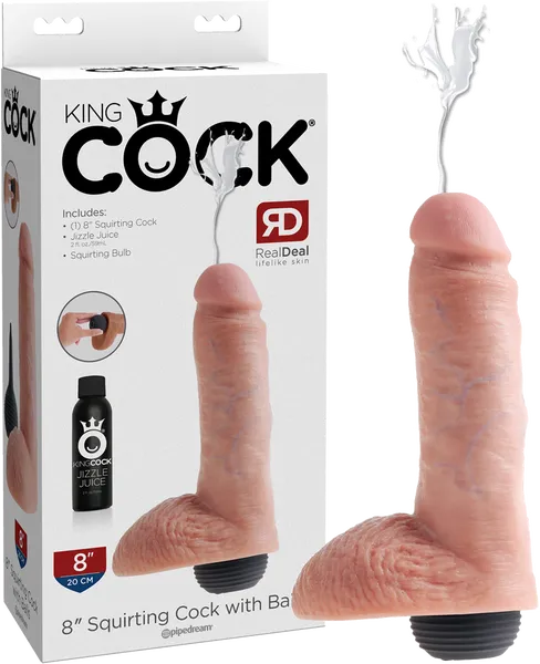 Pipedreams Dildos King Kock 8 Squirting Cock With Balls Flesh