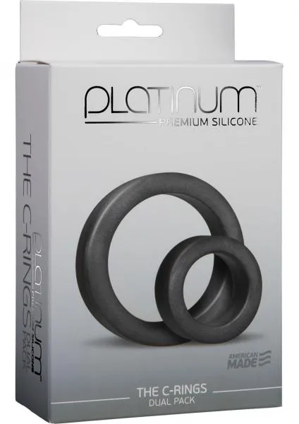 Platinum Silicone The C Rings Cock Ring Two Pack Black Platinum Premium Silicone Male Sex Toys