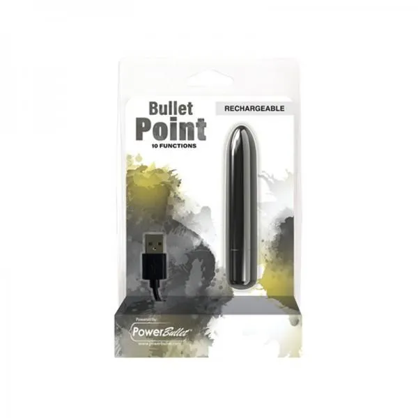 Power Bullet Point Rechargeable Black BMS Female Sex Toys