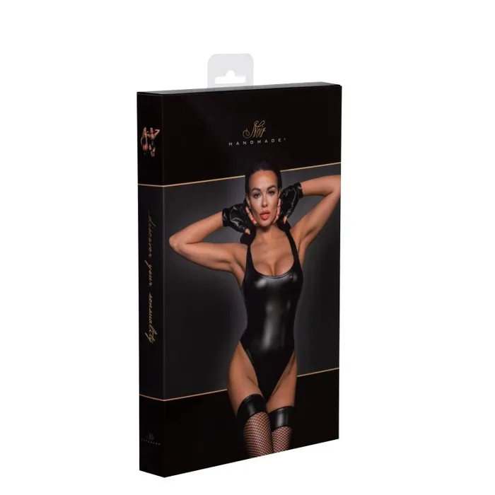 Power Wetlook Bodysuit w High Cut Leg Noir Male Sex Toys