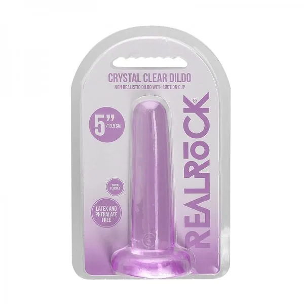 Realrock Crystal Clear Non Realistic Dildo With Suction Cup 53 In Purple Shots America LLC Female Sex Toys