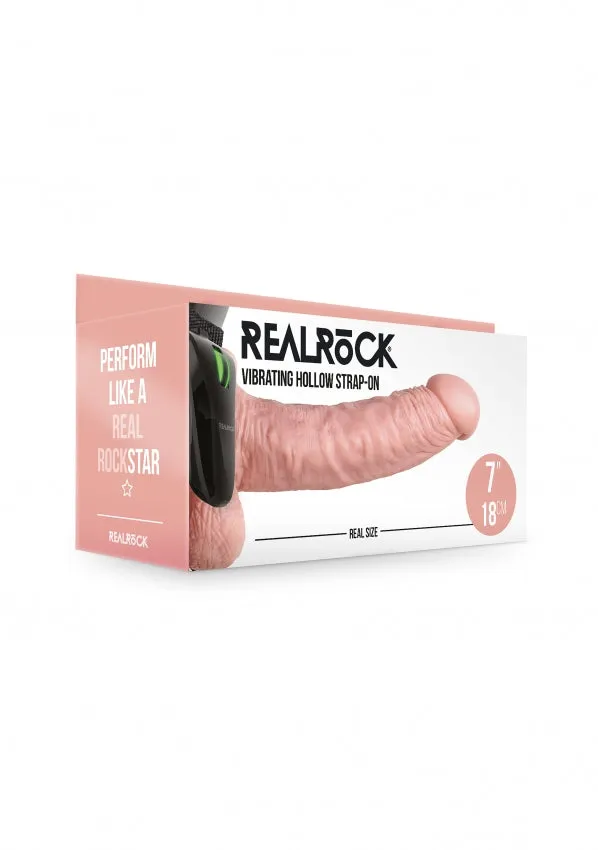 RealRock Vibrating Hollow StrapOn with Balls 7 Flesh Shots Toys Female Sex Toys