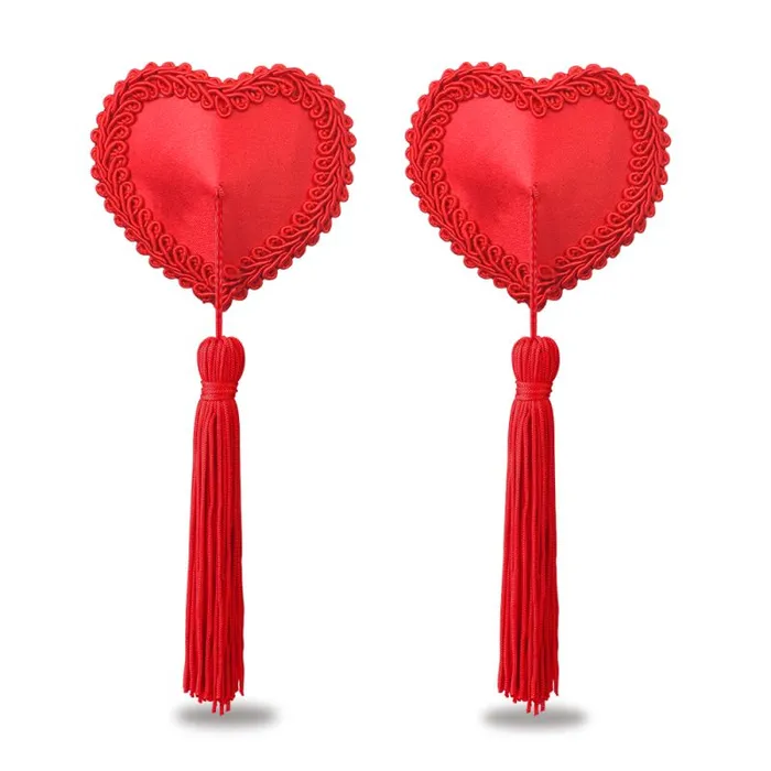 Reusable Red Heart Tassels Nipple Pasties Lovetoy Anal