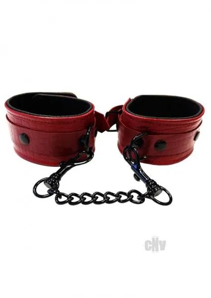 Rouge Anaconda Leather Wrist Cuff Burgundy Black Rouge Garments Restraints