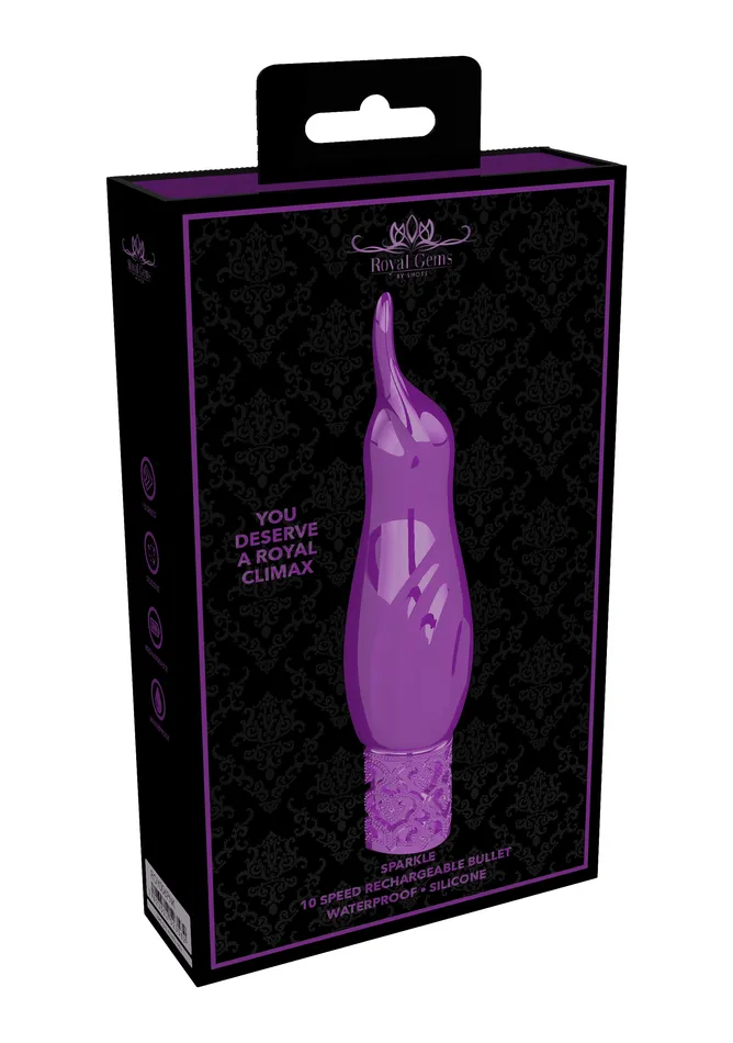 Royal Gems Rechargeable Silicone Bullet Sparkle Purple Shots Toys Female Sex Toys