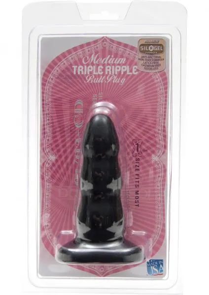 Seductucom Anal Triple Ripple Butt Plug Sil A Gel Medium Black