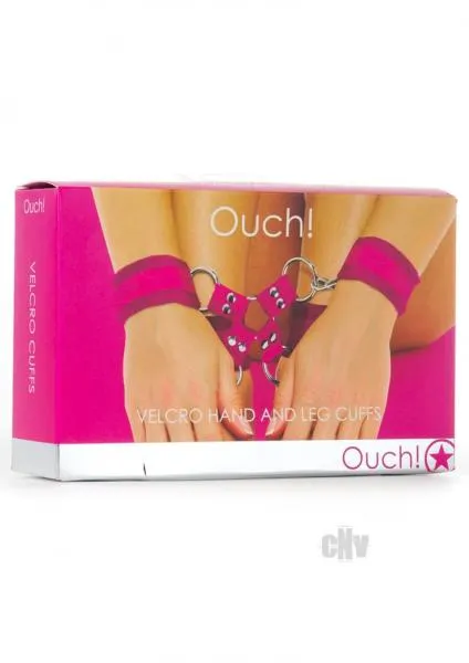 Seductucom Couples Ouch Velcro HandLeg Cuffs Pink