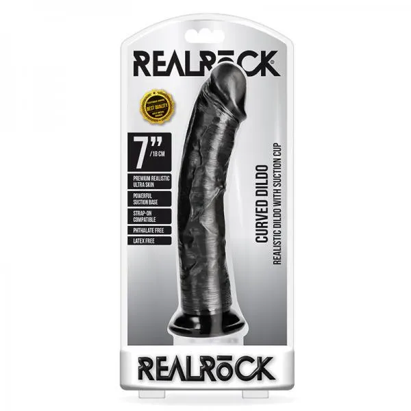 Seductucom Female Sex Toys Realrock Curved Realistic Dildo With Suction Cup 7 In Chocolate