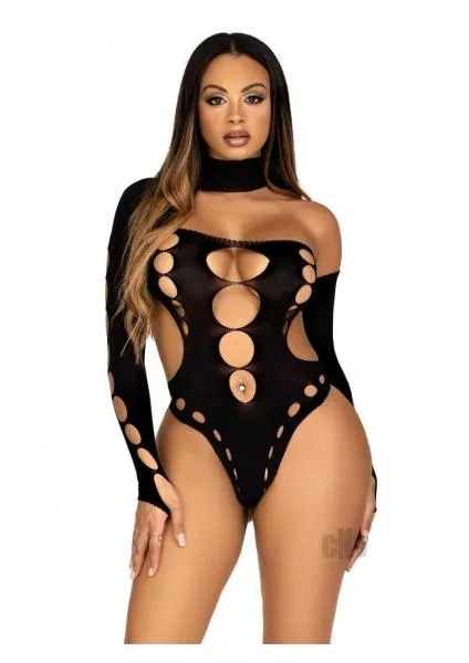 Seductucom Teddies And Bodies Seamles Asymmetric Thong Bodysuit Os Blk