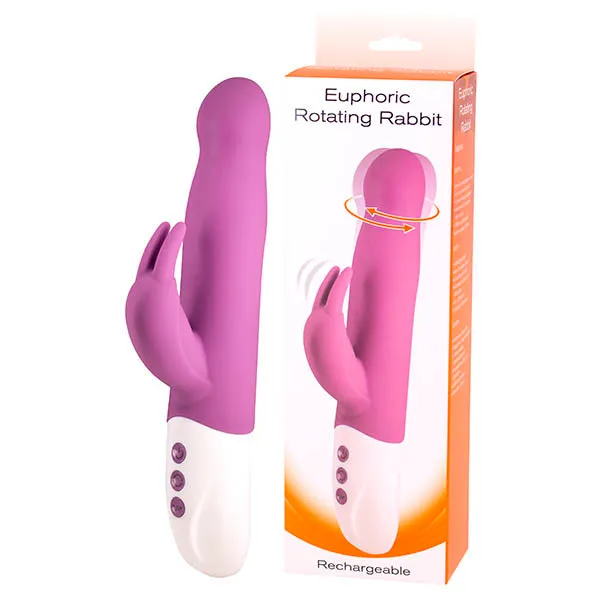 Seven Creations Euphoric Rotating Rabbit Purple 234 cm USB Rechargeable Rabbit Vibrator with Gyrating Tip Seven Creations Female Sex Toys