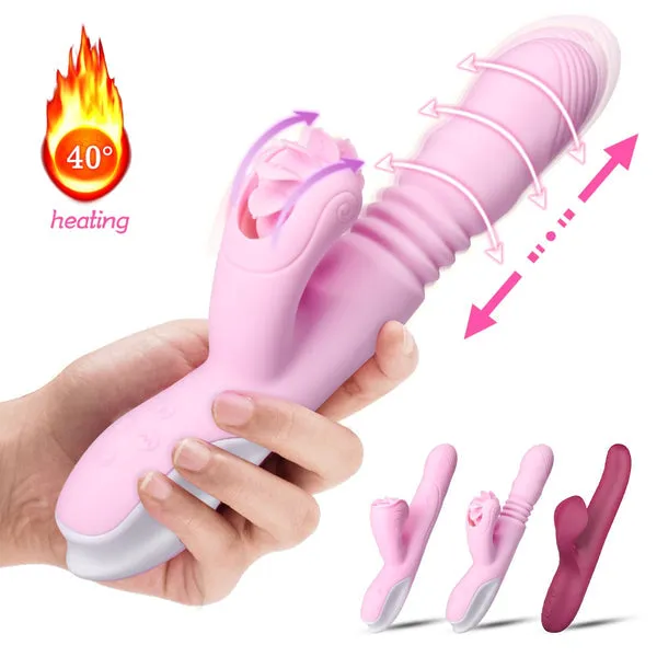 sextoypremium Female Sex Toys G SPOT DILDO VIBRATOR SILICONE SEX TOYS FOR WOMEN HEATING SCALABLE TONGUE LICKING WAND CLITORIS MASSAGER ADULT SEX SHOP