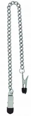 Spartacus Female Sex Toys Endurance Broad Tip Nipple Clamps With Link Chain Silver