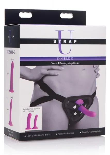 Strap U Female Sex Toys Double G Deluxe Vibrating Strap On Kit