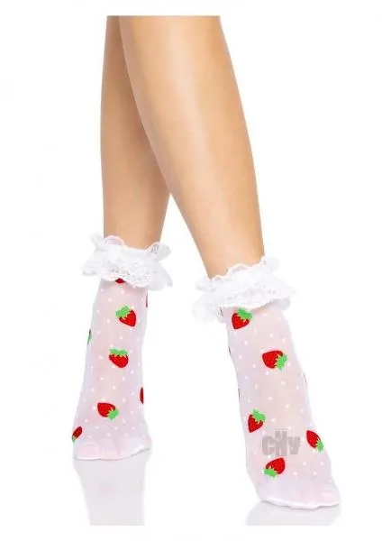 Strawberry Dot Ruffle Anklets Os WhtRed Seductucom Vibrators