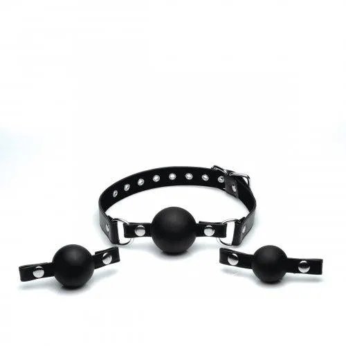 Strict Interchangeable Silicone Ball Gag Set Black STRICT Anal