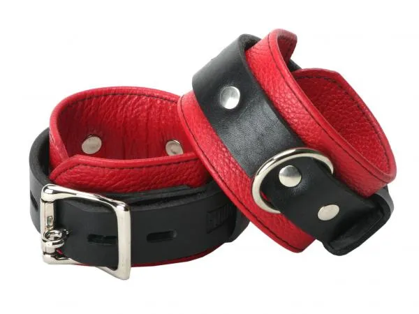 Strict Leather Deluxe Black And Red Locking Wrist Cuffs Strict Leather Restraints