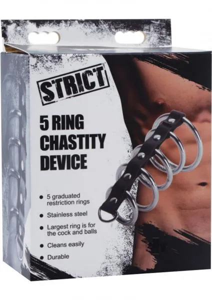 STRICT Strict 5 Ring Chasity Device Black Anal