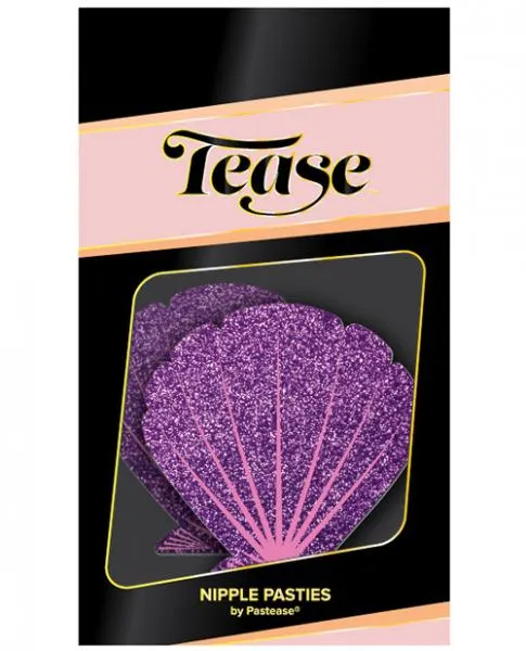 Tease Pastease Brand Vibrators Mermaid Glitter Purple Pink Seashell Pasties OS