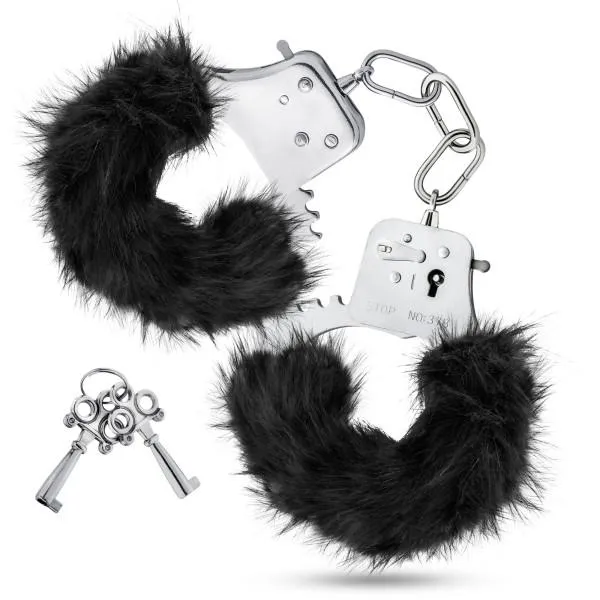 Temptasia Plush Fur Cuffs Black Handcuffs Temptasia Anal