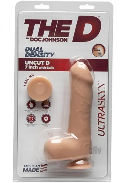 The D Uncut D 7 With Balls Ultraskyn Beige Doc Johnson Dildos