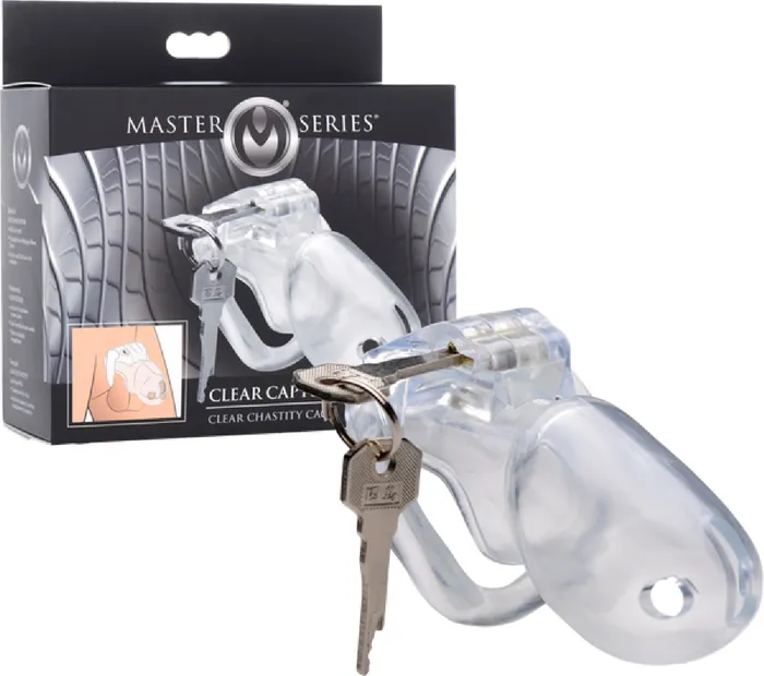 The Master Series Clear Captor Chastity Cage Clear XR Brands Male Sex Toys