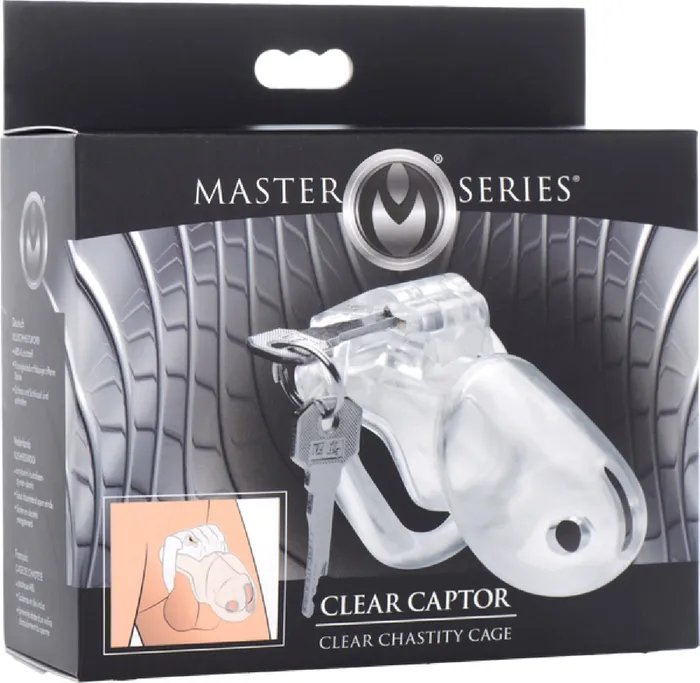 The Master Series Clear Captor Chastity Cage Clear XR Brands Male Sex Toys