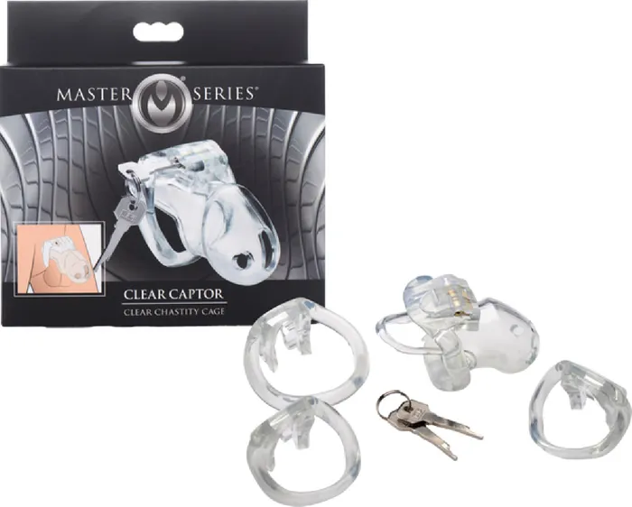 The Master Series Clear Captor Chastity Cage Clear XR Brands Male Sex Toys