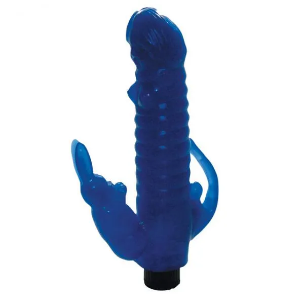 Top Cat Ribbed Bunny Vibrator With Anal Tickler Blue Female Sex Toys