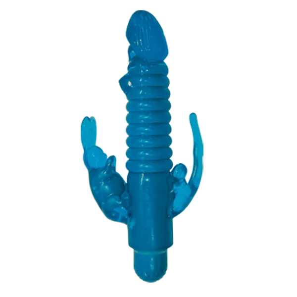 Top Cat Ribbed Bunny Vibrator With Anal Tickler Blue Female Sex Toys