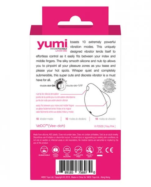 VeDO Vibrators Vedo Yumi Rechargeable Finger Vibe Foxy Pink