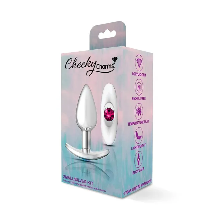 Viben Cheeky Charms Silver Anchor Butt Plug w Clear and Pink Jewel Kit Anal