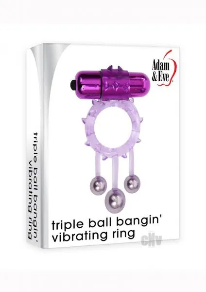 Vibrators Adam Eve Aande Triple Ball Bangin Vibe Ring Purple