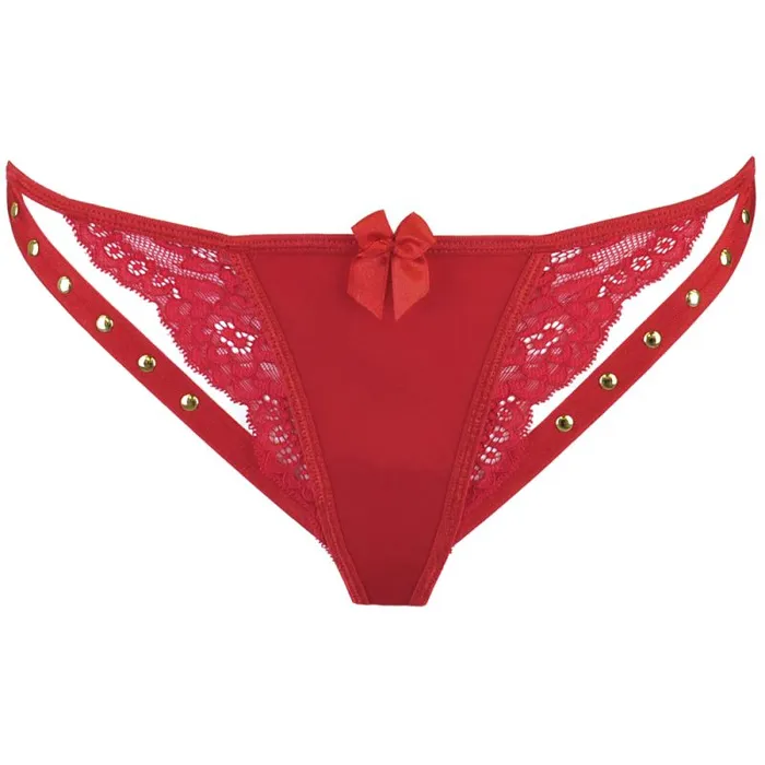 Vibrators Axami Lingerie Microfiber and Lace GString with Studs Red