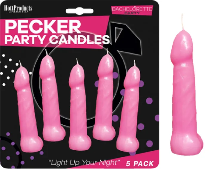 Vibrators Bachelorette Pecker Party Pink Candles 5pk Hott Products Unlimited