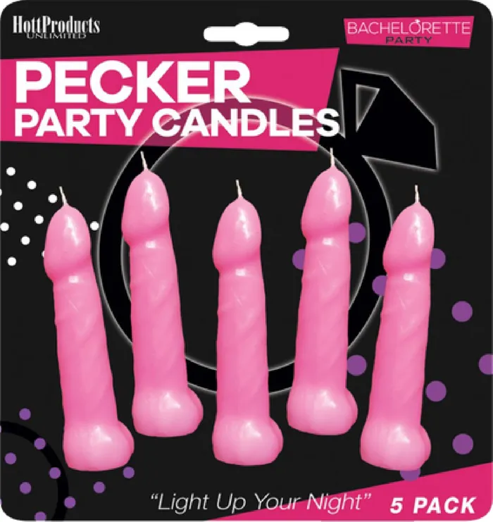 Vibrators Bachelorette Pecker Party Pink Candles 5pk Hott Products Unlimited