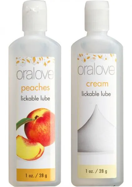 Vibrators Doc Johnson Oralove Delicious Duo Lickable Peaches And Cream Lubes