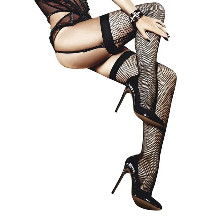 Vibrators Fishnet Thigh High w Back Seam Baci Lingerie